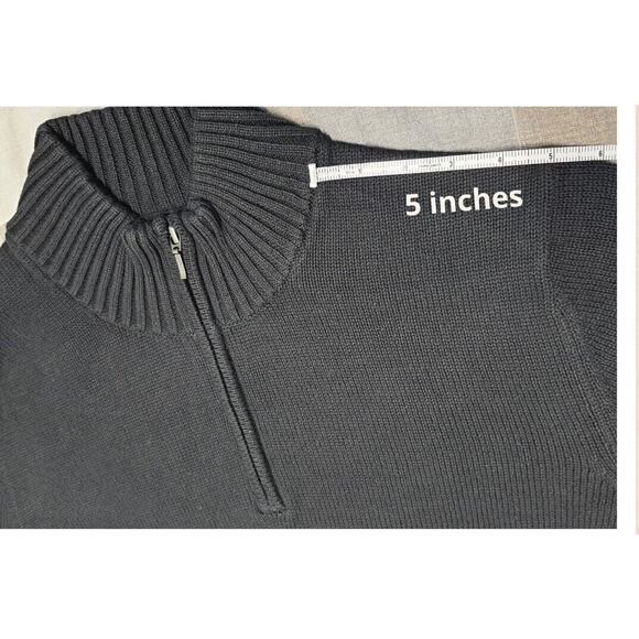 Goodthreads Men's Soft Cotton Quarter-Zip Sweater Size L Color Solid Black - Picture 3 of 14